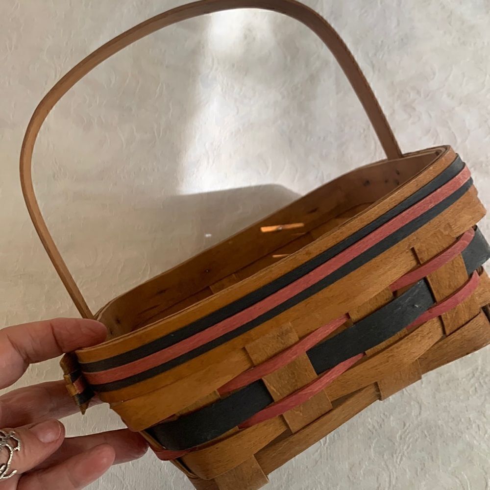 Basket w/Handle Henn Workshops Woven Wooden Hand Crafted Vintage